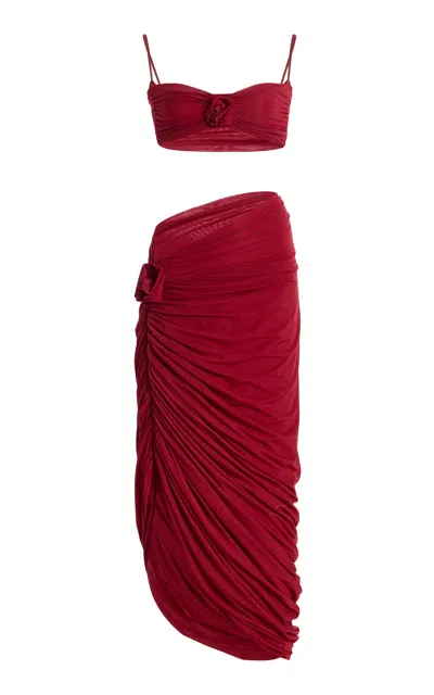 Maygel Coronel Exclusive Medusa Jersey Skirt Set In Red