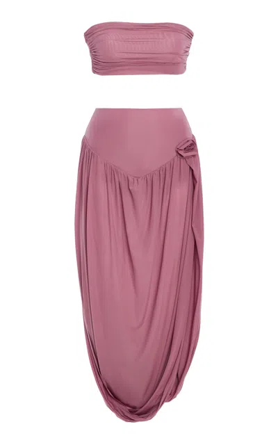 Maygel Coronel Exclusive Noreiga Jersey Skirt Set In Purple