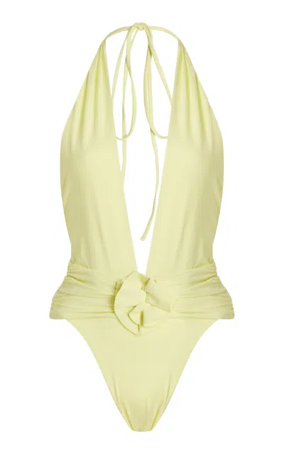 Maygel Coronel Exclusive Serra Plunged One-piece Swimsuit In Yellow