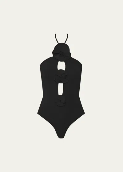 Maygel Coronel Fiora Cutout Halter One-piece Swimsuit In Black