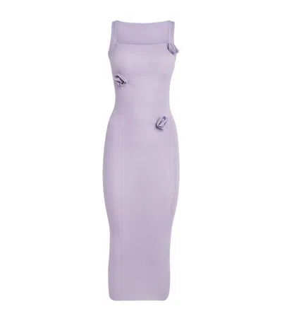 Maygel Coronel Floral-detail Ivy Midi Dress In Purple