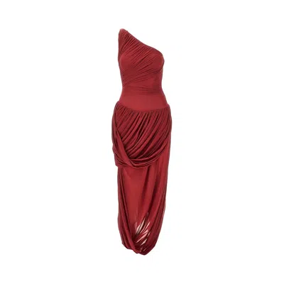 Maygel Coronel 'getsemani' Asymmetrical Long Dress In Red
