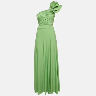 Maygel Coronel Green Jersey One Shoulder Maxi Dress One Size