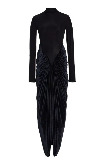 Maygel Coronel Guernica Jersey And Velvet Maxi Dress