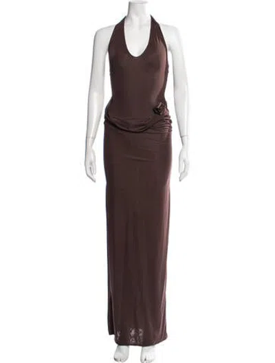 Pre-owned Maygel Coronel Halterneck Jumpsuit In Brown