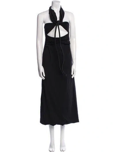Pre-owned Maygel Coronel Halterneck Long Dress In Black