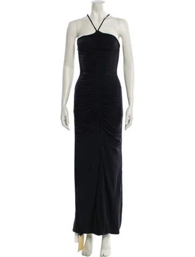 Pre-owned Maygel Coronel Halterneck Long Dress In Black
