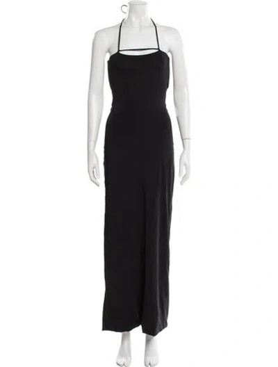 Pre-owned Maygel Coronel Halterneck Long Dress In Black