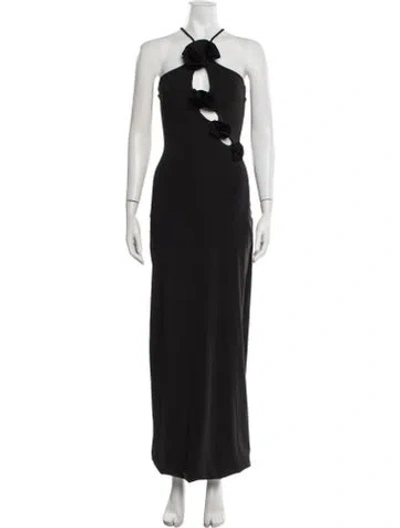 Pre-owned Maygel Coronel Halterneck Long Dress In Black