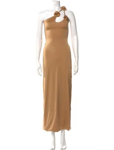 Pre-owned Maygel Coronel Halterneck Long Dress In Brown