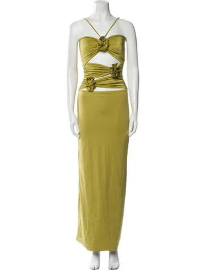 Pre-owned Maygel Coronel Halterneck Long Dress In Green