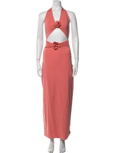 Pre-owned Maygel Coronel Halterneck Long Dress In Multicolor