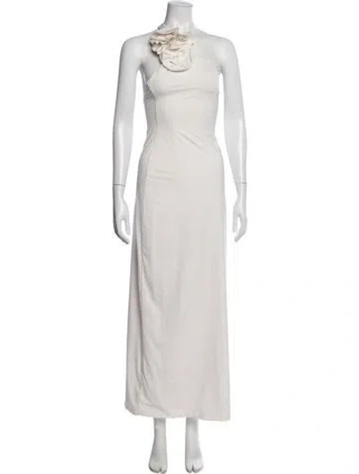 Pre-owned Maygel Coronel Halterneck Long Dress In Neutral