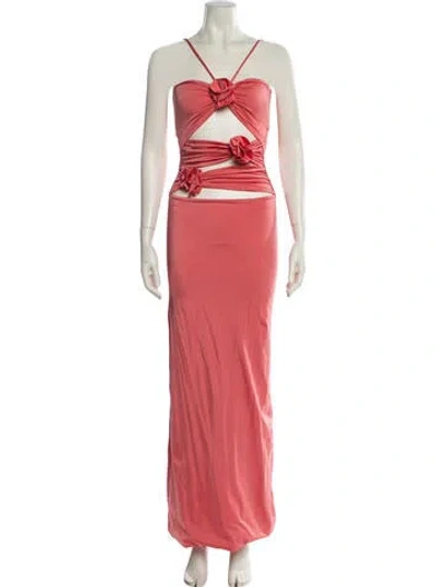 Pre-owned Maygel Coronel Halterneck Long Dress In Pink