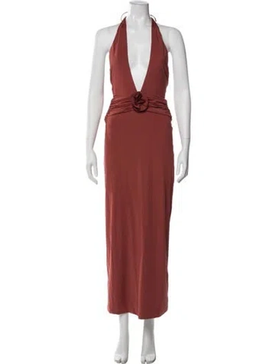 Pre-owned Maygel Coronel Halterneck Long Dress In Pink