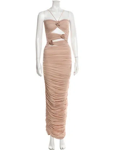Pre-owned Maygel Coronel Halterneck Long Dress In Pink