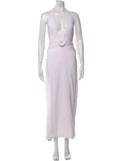 Pre-owned Maygel Coronel Halterneck Long Dress In Purple