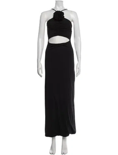 Pre-owned Maygel Coronel Halterneck Long Dress W/ Tags In Black