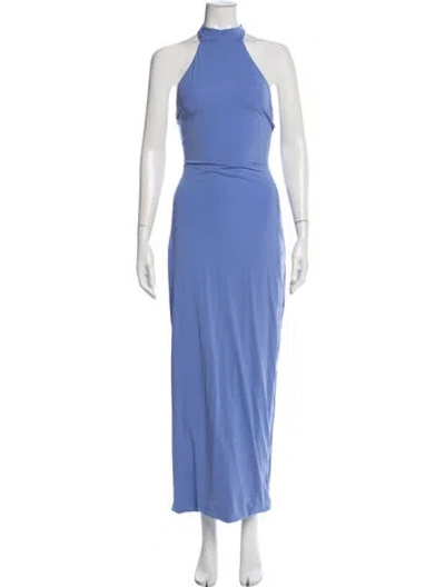 Pre-owned Maygel Coronel Halterneck Long Dress W/ Tags In Blue