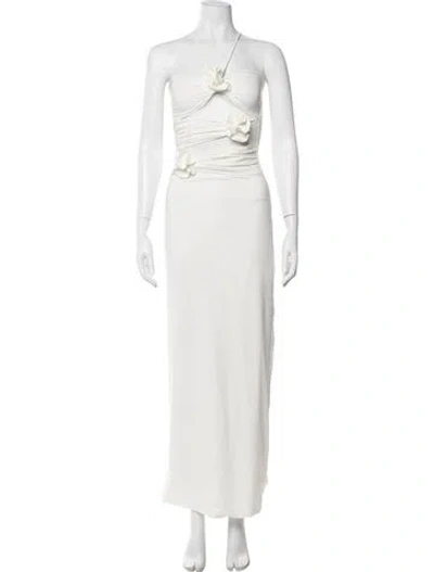 Pre-owned Maygel Coronel Halterneck Long Dress In White