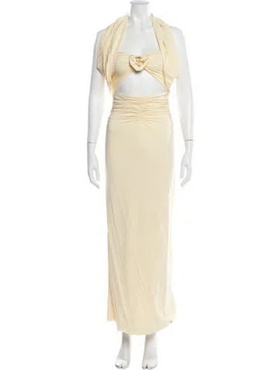 Pre-owned Maygel Coronel Halterneck Long Dress In Yellow