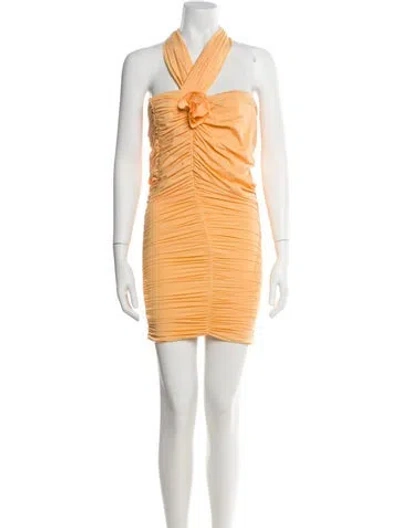 Pre-owned Maygel Coronel Halterneck Mini Dress In Orange
