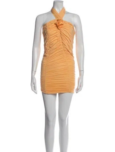 Pre-owned Maygel Coronel Halterneck Mini Dress In Orange