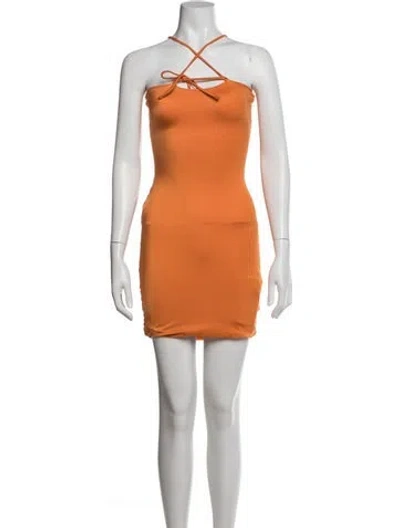 Pre-owned Maygel Coronel Halterneck Mini Dress W/ Tags In Orange