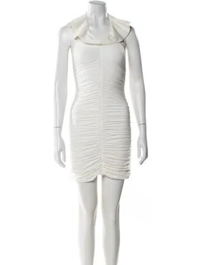 Pre-owned Maygel Coronel Halterneck Mini Dress In White