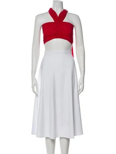 Pre-owned Maygel Coronel Halterneck Sleeveless Crop Top In White