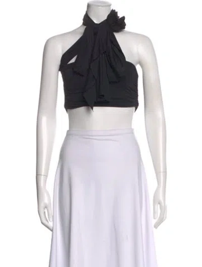 Pre-owned Maygel Coronel Halterneck Sleeveless Crop Top In White