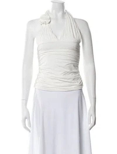 Pre-owned Maygel Coronel Halterneck Sleeveless Top In White