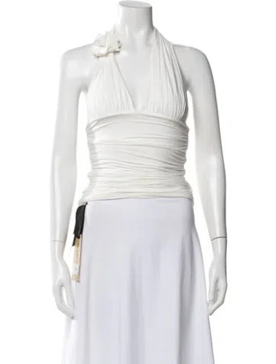 Pre-owned Maygel Coronel Halterneck Sleeveless Top In White