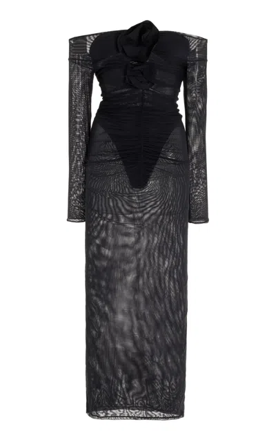 Maygel Coronel Heloisa Off-the-shoulder Jersey Maxi Dress In Black