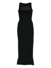Maygel Coronel Hibisco Appliquéd Stretch-jersey Maxi Dress In 黑色