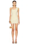 Maygel Coronel Hilvan Ruched Jersey Mini Dress In Neutral