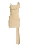Maygel Coronel Hilvan Ruched Jersey Mini Dress In Ivory