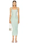 Maygel Coronel Ivy Rosette Jersey Midi Dress