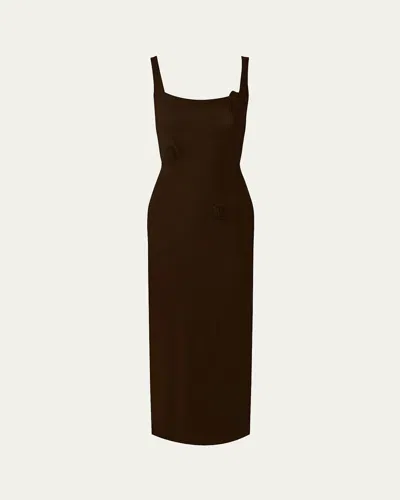 Maygel Coronel Ivy Floral Applique Midi Dress In Brown