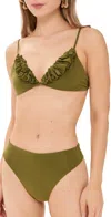 Maygel Coronel Krassi Ruffled Bikini In Moss
