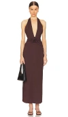 Maygel Coronel Semi-transparent Conto Maxi Dress In Brown