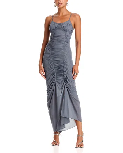 Maygel Coronel Liturgua Ruched High Low Dress In Cromo