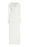 Maygel Coronel Lucir Rosette-detailed Jersey Maxi Dress In White