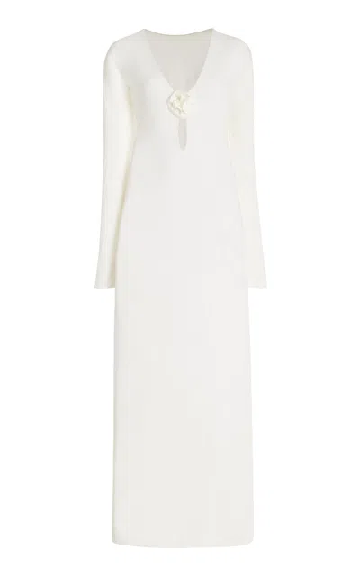 Maygel Coronel Lucir Rosette-detailed Jersey Maxi Dress In White