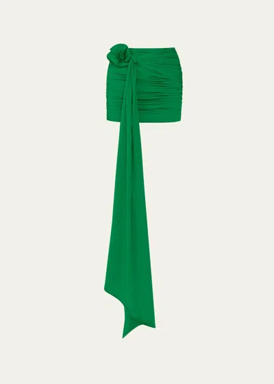 Maygel Coronel Magdalena Draped Mini Skirt In Spring Green