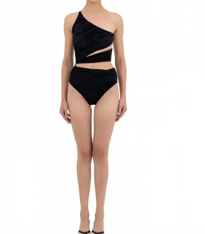 Maygel Coronel Mangler One Shoulder Onepiece Swimsuit In Black