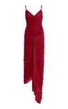 Maygel Coronel Mater Ruched Chiffon Maxi Dress In Red