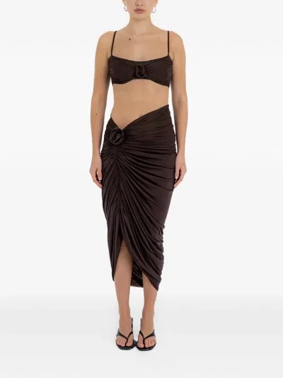 Maygel Coronel Medusa Floral-appliqué Beachwear Set (set Of Two) In Brown