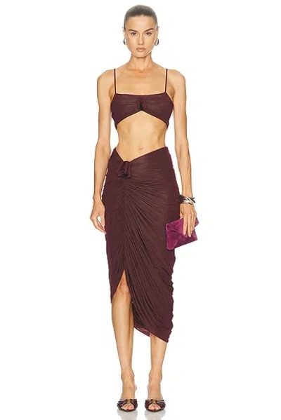 Maygel Coronel Medusa Top & Skirt Set In Brown