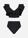 Maygel Coronel Mila Ruffle Two-piece Bikini Set In Black